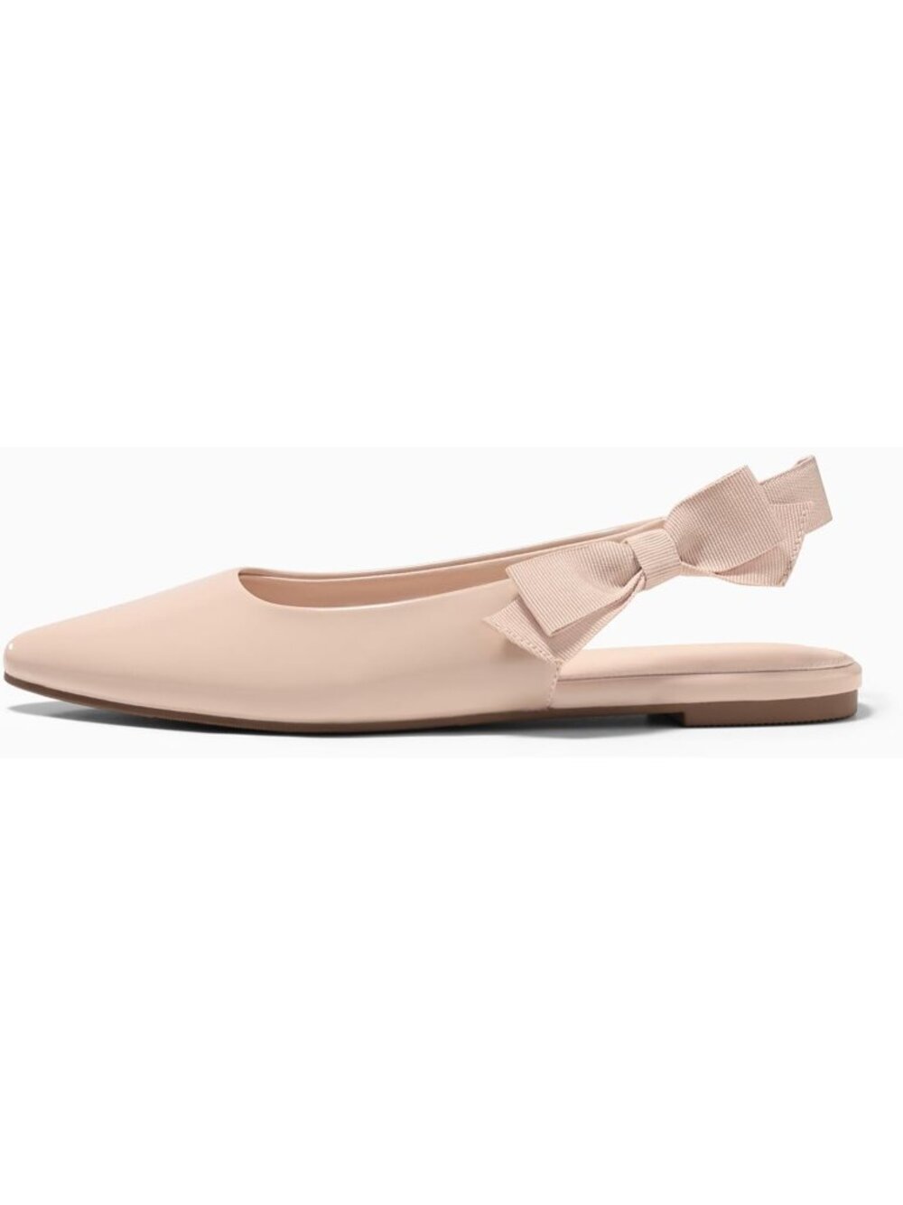 Women's Khaki Slingback Flats Bow Pointed Closed Toe Slip on Work Party Shoes - Picture 5 of 6